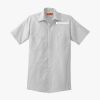 Short Sleeve Striped Industrial Work Shirt Thumbnail